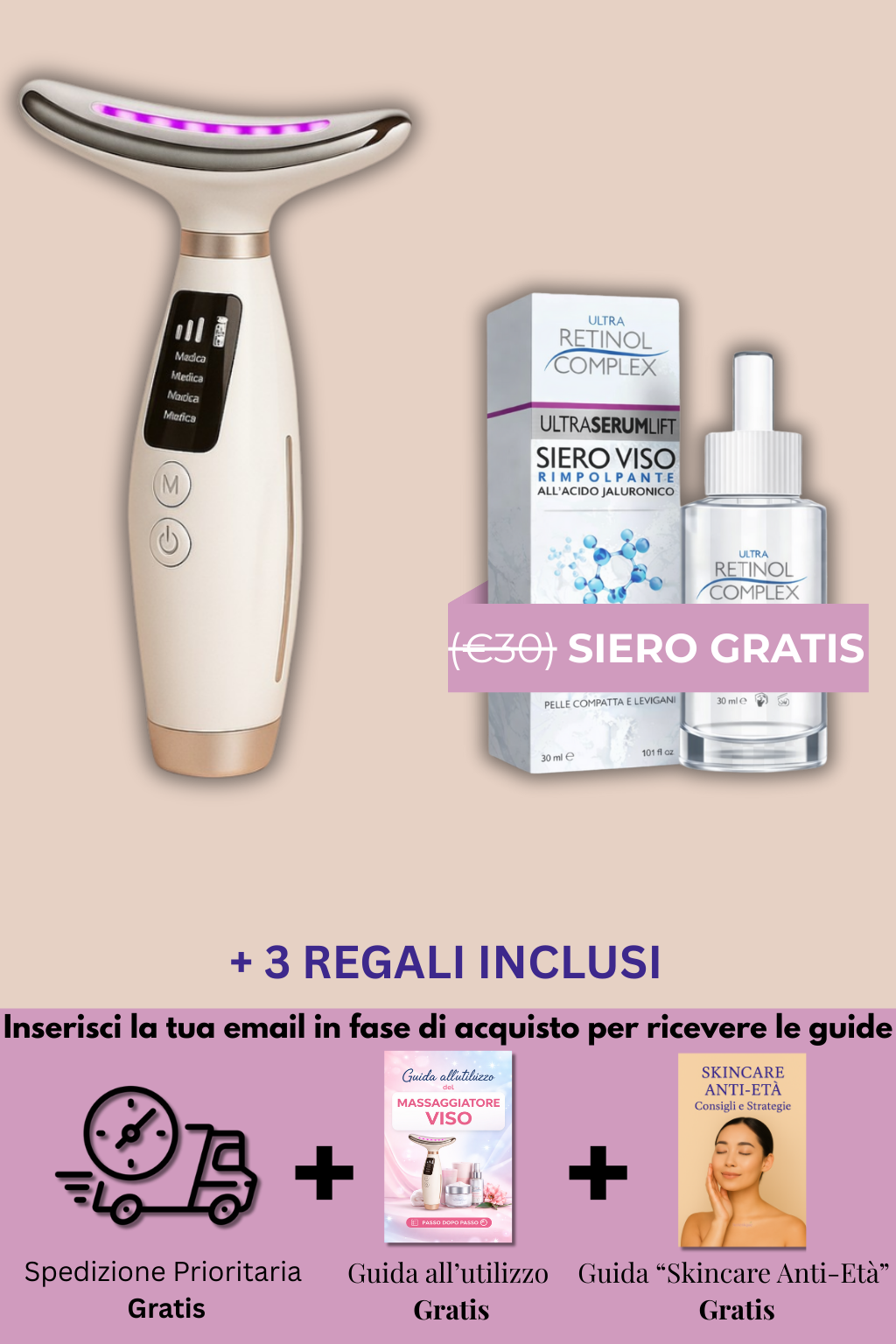 Serenique™ – Massaggiatore Lifting Viso e Collo a Luce LED